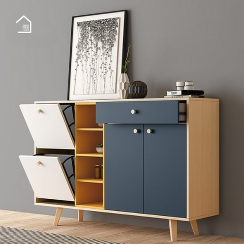 OHIO, TG_013, Tủ giày đa năng hiện đại, 120x35x110cm, MDF phủ Melamine, Nội thất Nhà trên cao