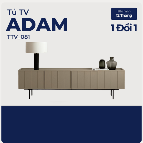 ADAM, Kệ tivi phong cách hiện đại, TTV_081, 180x40x55cm, Gỗ MDF phủ sơn 2K, Nội thất Nhà trên cao