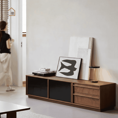 LINEA, TTV_092, Tủ TV Hiện Đại Tinh Giản, 180x40x50cm, Gỗ Plywood Phủ Veneer, Nội Thất Nhà Trên Cao