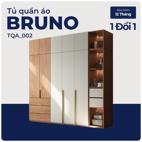 BRUNO, Tủ quần áo hiện đại sang trọng, TQA_002, 240x60x200cm, Nội thất Nhà trên cao