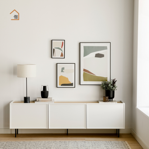 DACY, TTV_047, Kệ tivi thiết kế tối giản, 3 cánh mở, 180x40x55cm, MDF phủ sơn 2K, Nội thất Nhà Trên Cao