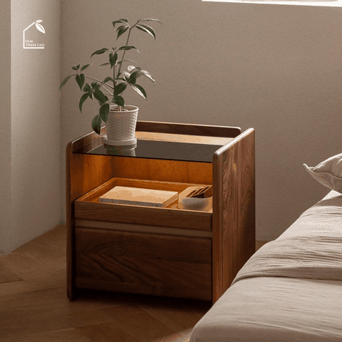 SOLIN, TDG_009, Tủ đầu giường sang trọng, 45x40x50cm, Plywood phủ Veneer, Nội thất Nhà trên cao
