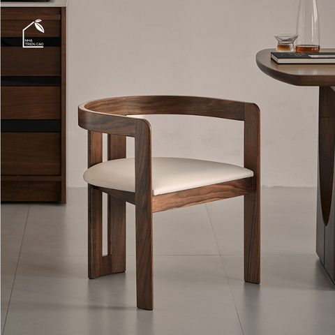 LUNA, GD_006, ghế đơn thiết kế vòng cung mềm mại, 56x51x64cm, Plywood phủ veneer, Nội thất Nhà trên cao