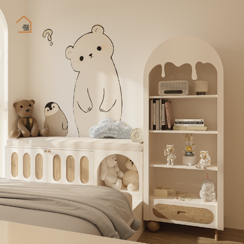 BRUNA, KS_002,  Kệ sách 4 tầng,60x35x180cm, Gỗ MDF phủ sơn 2K, Nội thất Nhà trên cao