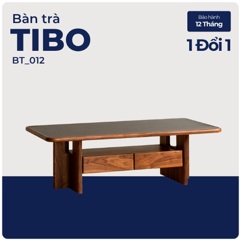 TIBO, Bàn trà phong cách Japandi sang trọng, BT_012, 100x50x40cm, Plywood phủ veneer, Nội thất Nhà trên cao