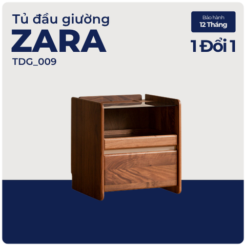ZARA, Tủ đầu giường sang trọng, TDG_009, 45x40x50cm, Plywood phủ Veneer, Nội thất Nhà trên cao