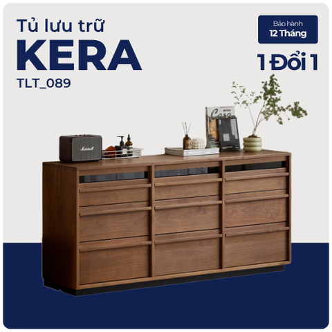 KERA, Tủ lưu trữ 9 hộc phong cách Japandi, TLT_089, 160x40x80cm, Plywood phủ veneer, Nội thất Nhà trên cao
