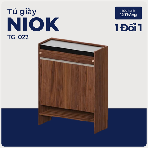 NIOK, Tủ giày thanh lịch sang trọng, TG_022, 90x35x115cm, Gỗ Plywood phủ Veneer, Nội thất Nhà trên cao