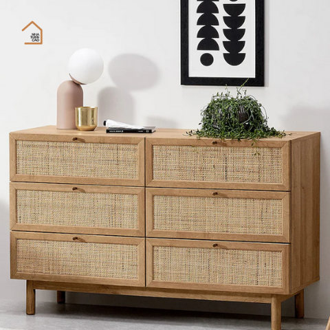 MEY, TLT_017, Tủ lưu trữ phối lưới mây tre, 120x40x90cm, MDF phủ Melamine, Nội thất Nhà Trên Cao