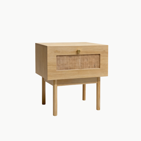 MEY, TDG_014, Tủ đầu giường hiện đại phối lưới mây tre, 40x40x45cm, Nội thất Nhà Trên Cao