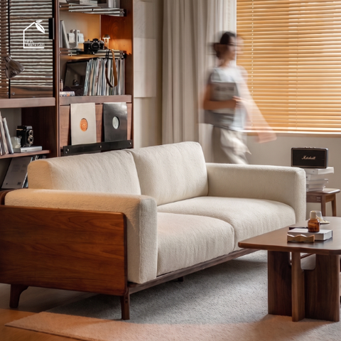 HONA, SFB_001, sofa băng phong cách Japandi thanh lịch, chiều dàix97x80, Plywood phủ Veneer, Nội thất Nhà Trên Cao