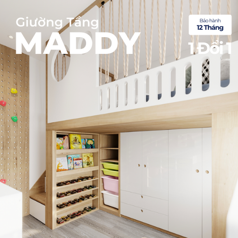 MADDY, Giường tầng cho trẻ em thiết kế tiện nghi hiện đại, GT_010, Nội thất Nhà trên cao