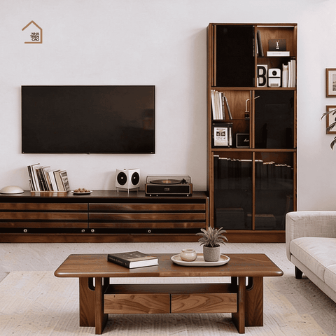 SOLIN, KS_010, Kệ sách trang trí tối giản, 90x30x180cm, Plywood phủ veneer, Nội thất Nhà trên cao