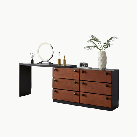 BOHI, BLV_022, Bàn làm việc sang trọng hiện đại 6 hộc tủ, 120x40x75cm, Plywood phủ Veneer, Nội thất Nhà Trên Cao