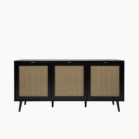 GALON, TLT_037, Tủ lưu trữ phong cách cổ điển phối mây tre, 140x40x70cm, Nội thất Nhà trên cao