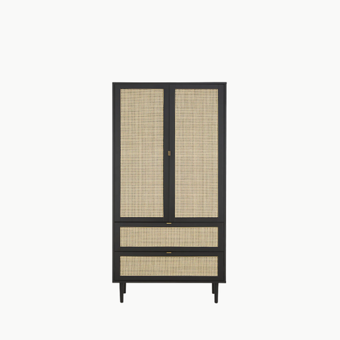 GALON, TQA_017, Tủ quần áo phối lưới mây tre, 100x55x200cm, Nội thất Nhà trên cao