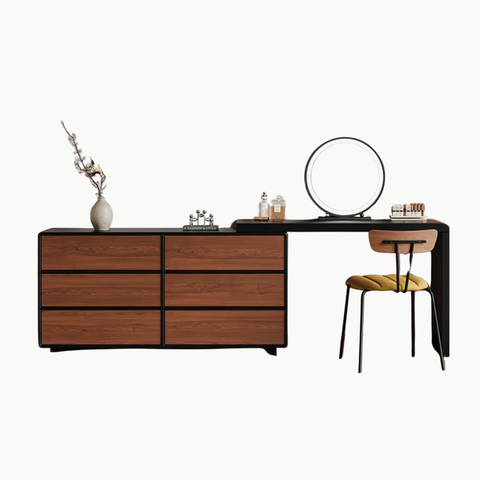 KORO, BTD_034, Bàn trang điểm kết hợp bàn làm việc 6 hộc, 120x40x75cm, Plywood phủ Melamine, Nội thất Nhà Trên Cao