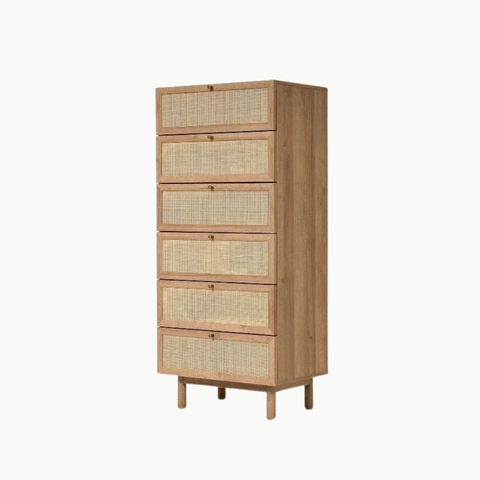 MEY, TLT_068, Tủ lưu trữ phối lưới mây tre, 60x40x140cm, MDF phủ Melamine, Nội thất Nhà trên cao