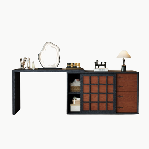 MAKI, BTD_037,  Bàn trang điểm kết hợp bàn làm việc 6 hộc,120x40x75cm, Plywood phủ Melamine, Nội thất Nhà Trên Cao