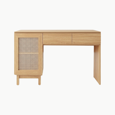 MEY, BLV_003, Bàn làm việc phối lưới mây tre thanh lịch, 120x50x75cm, Nội thất Nhà Trên Cao