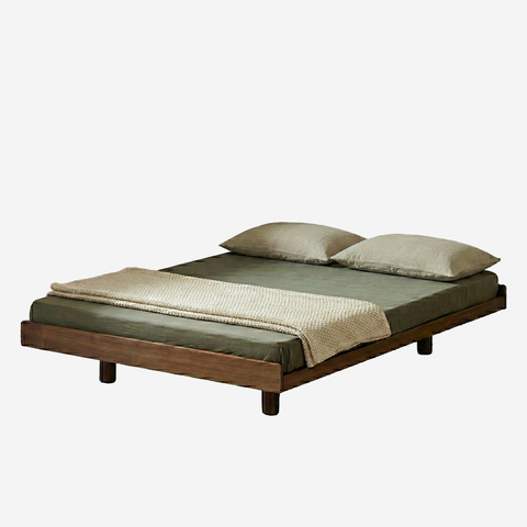 NUBI, GN_019, Giường ngủ phong cách sang trọng tối giản, 200x180x32cm, Plywood phủ Veneer, Nội thất Nhà trên cao