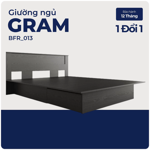 GRAM, Giường ngủ 2 hộc tủ kéo phong cách hiện đại, BFR_013, 206x85cm, Nội thất Nhà trên cao