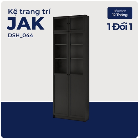 JAK, Kệ sách 7 tầng cửa kính cổ điển, DSH_044, 80x30x237cm, Nội thất Nhà trên cao