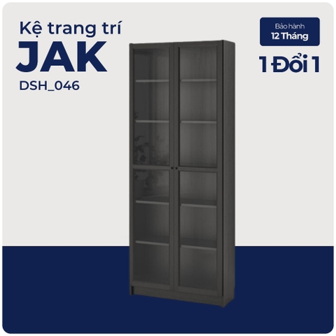 JAK, Kệ sách 6 tầng cửa kính, DSH_046, 80x30x202cm, Nội thất Nhà trên cao