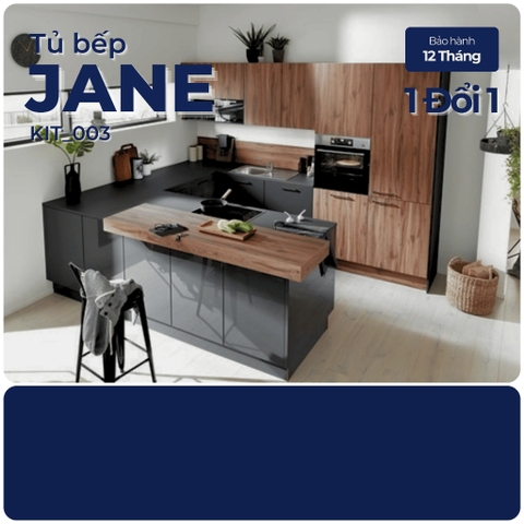 JANE, Tủ bếp chữ U gỗ công nghiệp Acrylic bóng gương, KIT_003, Tùy chỉnh kích thước, Nội thất Nhà trên cao