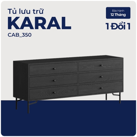 KARAL, Tủ lưu trữ, trang trí 6 ngăn kéo, CAB_350, 140x40x60cm, Nội thất Nhà trên cao