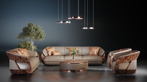 Bộ sofa gỗ óc chó 04