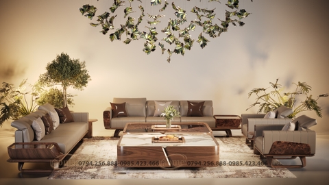 Bộ sofa gỗ óc chó 05