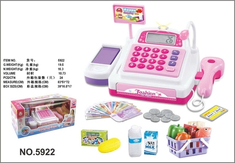 KT5922 HỘP BẾP MÁY TÍNH TIỀN SIÊU THỊ PIN ĐÈN+ GIÒ ĐỒ LOST OF FUN 39X16.5X17