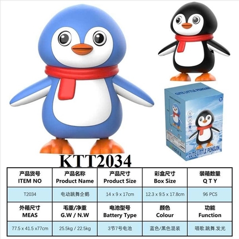 KTT2034 HỘP THÚ CHIM CÁNH CỤT PIN NHẠC ĐÈN NHẢY CUTE LITTLE PENGUIN 12.3X9.5X17.8 (2 MÀU) (THÚ PIN LĐ)