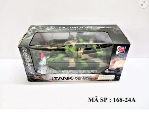 168-24A HỘP XE TĂNG ĐK 7 Đ.TÁC, CÓ SẠC, NHẠC ĐÈN, XOAY NÒNG (RC Model) TL 1:20 168-24
