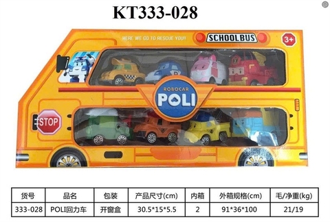 KT333-028 HỘP XE ROBOCAR POLI TRỚN 8C ĐỦ MẪU ( COS LỐC 8C TÍNH CÁI) POLI 30.5X15X5.5