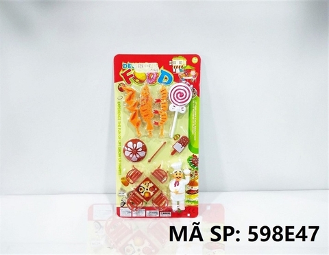 598E47 VĨ BẾP XIÊN NƯỚNG (TÔM, CÁ, GÀ), KẸO, KEM, BÀN 4 GHẾ, 1T ĐẦU BẾP Food