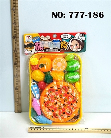 777-186 TÚI KHÂY BẾP DÍNH BÁNH PIZZA+ TRÁI CÂY THƠM, CAM, TÁO+ RAU CỦ BẮP CẢI, ỚT CHUÔNG+ KEM (PVC)
