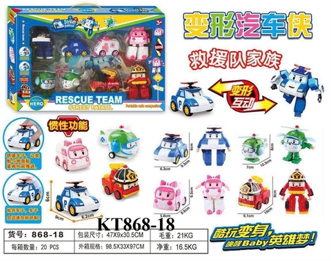 KT868-18 HỘP RÁP ROBOCAR POLI 8C BIẾN HÌNH XE ĐỦ MẪU RESCUE TEAM 47X9X30.5