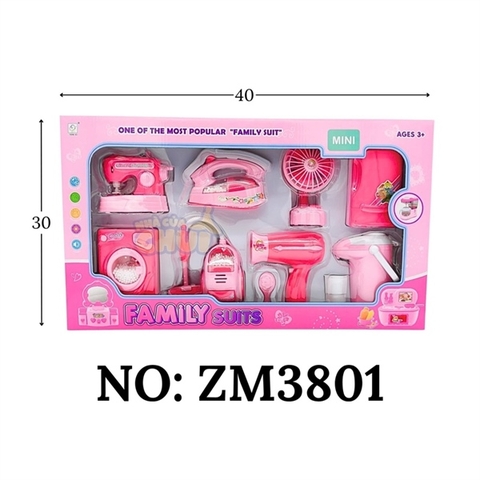 ZM3801 HỘP BẾP PIN 8 MÓN (QUẠT, MÁY MAY, BÀN ỦI, TỦ LẠNH,MÁY GIẶT, MÁY HỤT BỤI, MÁY SẤY)