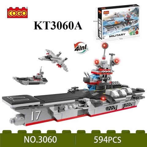 3060A HỘP LOGO RÁP TÀU CHIẾN QUÂN SỰ 4 IN 1 594 MIẾNG MILITARY (COGO) 3060