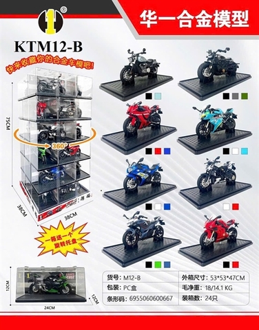 KTM12-B HỘP MÔ HÌNH XE MOTO SẮT TRỚN 24C TL 112 (LỐC 24C TÍNH CÁI) (CÓ ĐẾ XOAY) 38X38X75 (HỘP)
