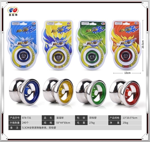 KT878-731 VĨ ÉP YOYO SẮT 1C PIN NÚT ĐÈN (4 MÀU) 13X20.5