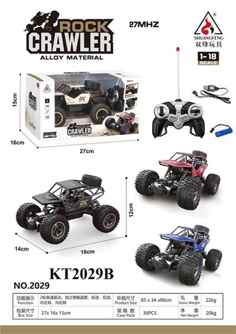 2029B HỘP XE JEEP ĐỊA HÌNH ĐK 7 Đ.TÁC, CÓ SẠC TL 118 ROCK CRAWLER (4 MÀU)