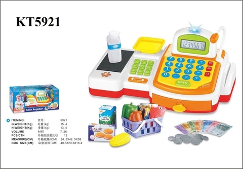 KT5921 HỘP BẾP MÁY TÍNH TIỀN SIÊU THỊ PIN ĐÈN, BĂNG CHUYỀN+ CÂN+ GIÒ ĐỒ CASH REGISTER40.8X20.3X18.4