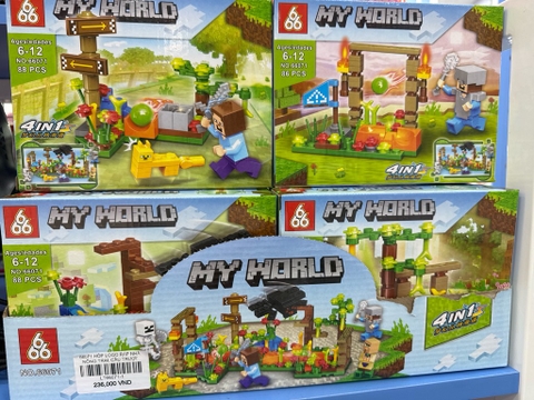 66071 HỘP LOGO RÁP NHÀ NÔNG TRẠI, CẦU TRƯỢT BANH MY WORLD 8C 4 IN 1 (LỐC 8C TÍNH LỐC)