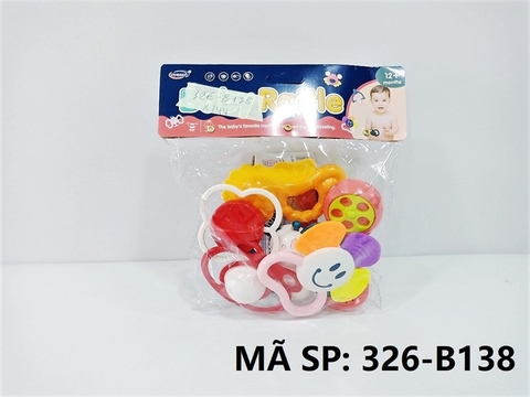 326-B138 TÚI LẮC TREO NÔI 6C (BÔNG HOA,BƯỚM, CÁ NGỰA) Baby Rattle (PVC) 326-B138-B139-B140
