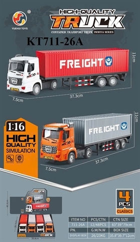 KT711-26A HỘP XE CT CONTAINER TRỚN 4C TL 116 (LỐC 4C TÍNH CÁI) TRUCK 35.8X12X39.7