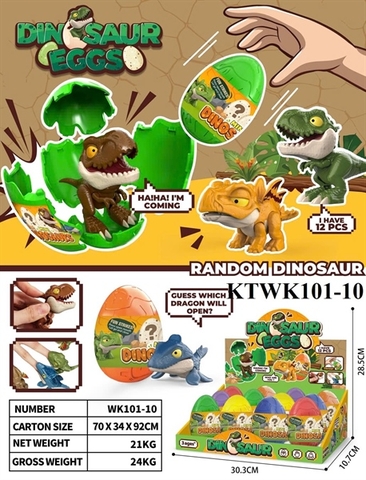 KTWK101-10  HỘP TRỨNG KHỦNG LONG 12C ĐỦ MẪU DINOSAUR EGGS 30.3X10.7X28.5