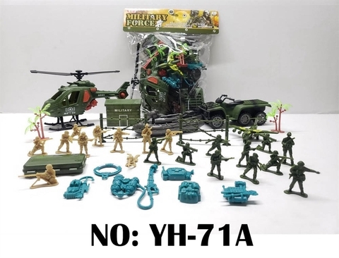 YH-71A TÚI LÍNH MÔ HÌNH QUÂN SỰ + TÀU+ MÁY BAY TRỰC THĂNG + MOTO QUÂN SỰ+ CÂY MILITARY FORCE (PVC)